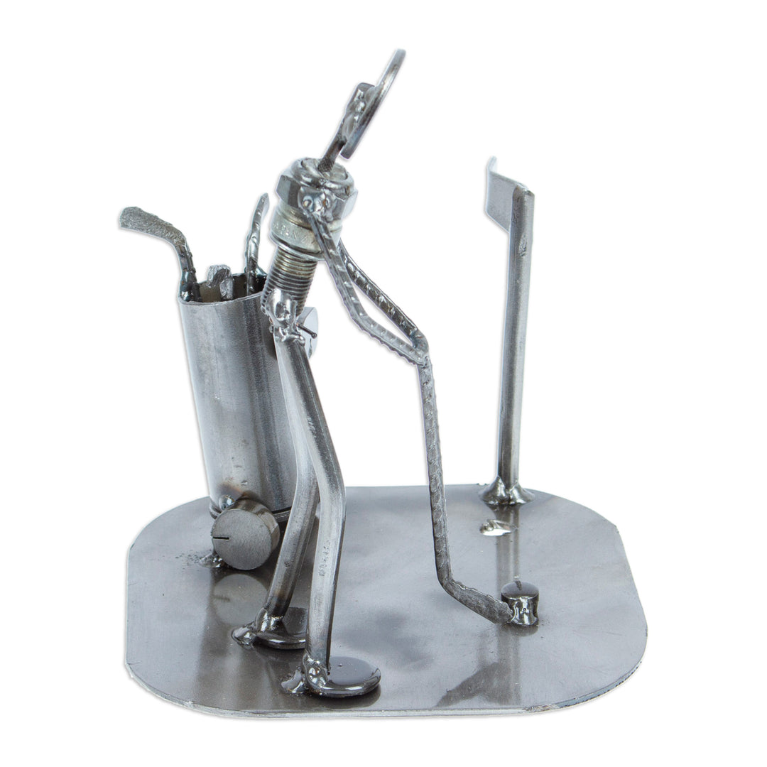 Rustic Golfer Eco Friendly Auto Part Sculpture - Rustic Golf Tourney