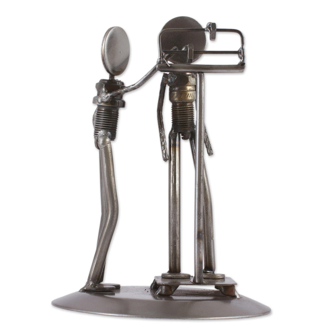 Rustic Recycled Auto Part Sculpture of a Nutritionist - Rustic Nutritionist