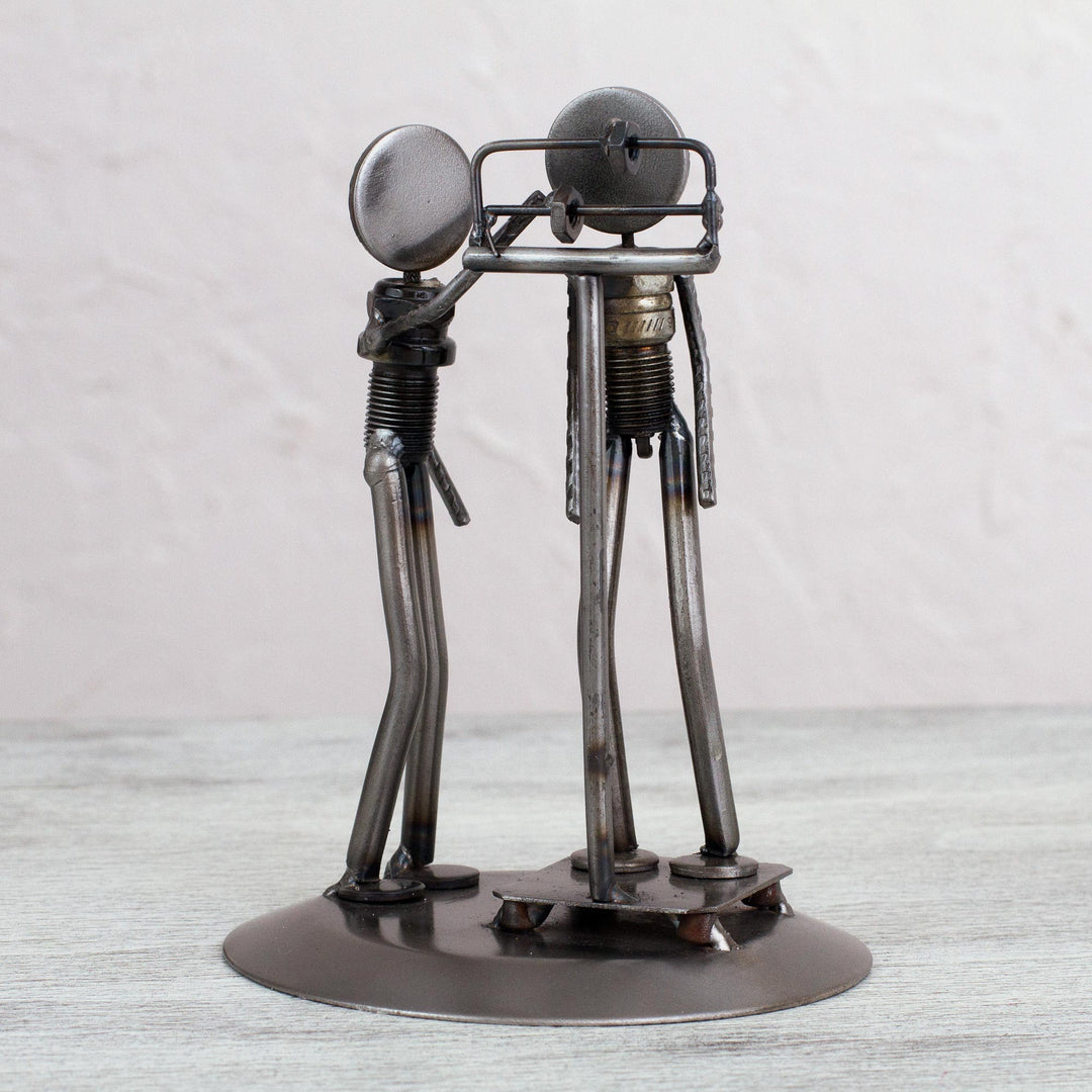 Rustic Recycled Auto Part Sculpture of a Nutritionist - Rustic Nutritionist