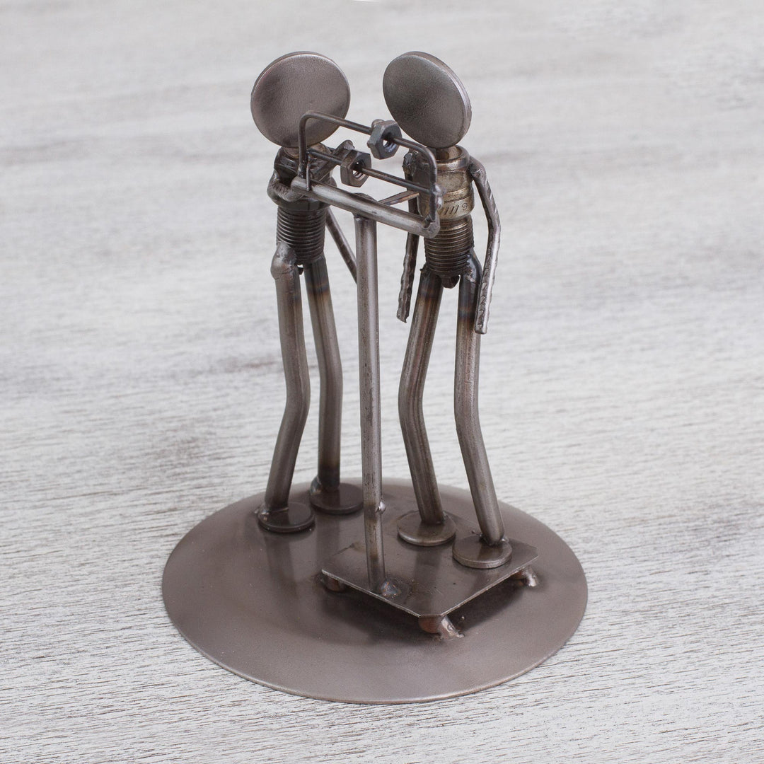 Rustic Recycled Auto Part Sculpture of a Nutritionist - Rustic Nutritionist