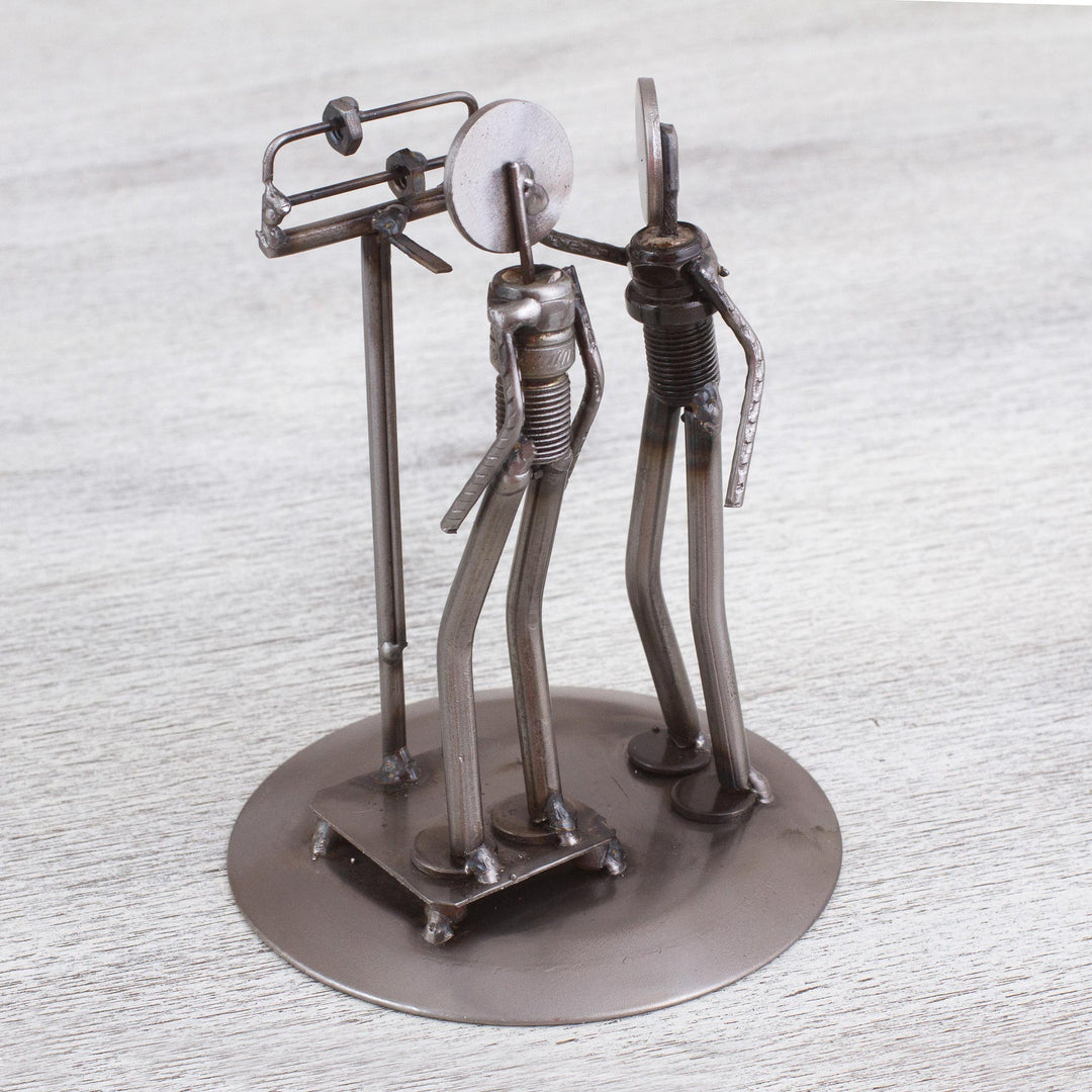 Rustic Recycled Auto Part Sculpture of a Nutritionist - Rustic Nutritionist
