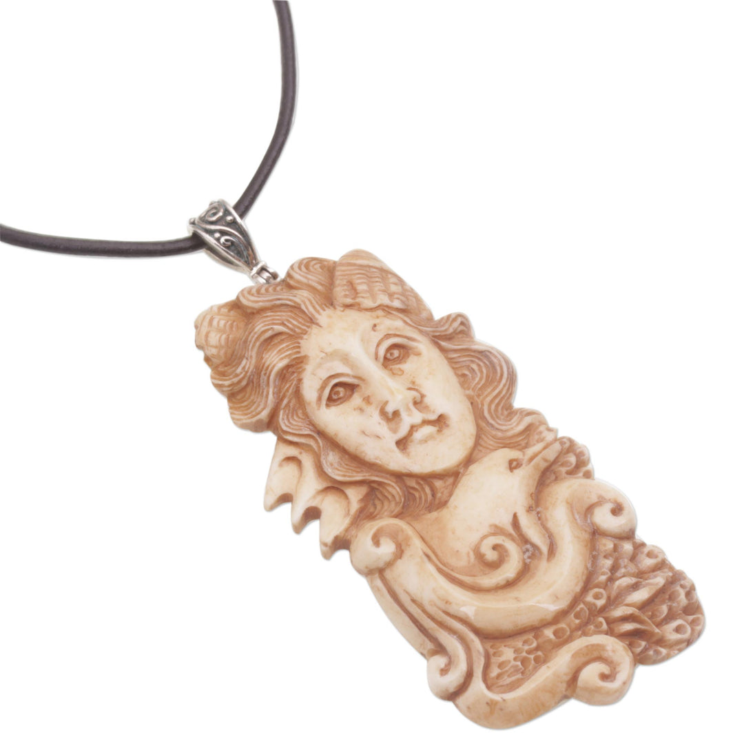Handcrafted Ocean-Themed Bone Pendant Necklace from Bali - Ocean Royalty