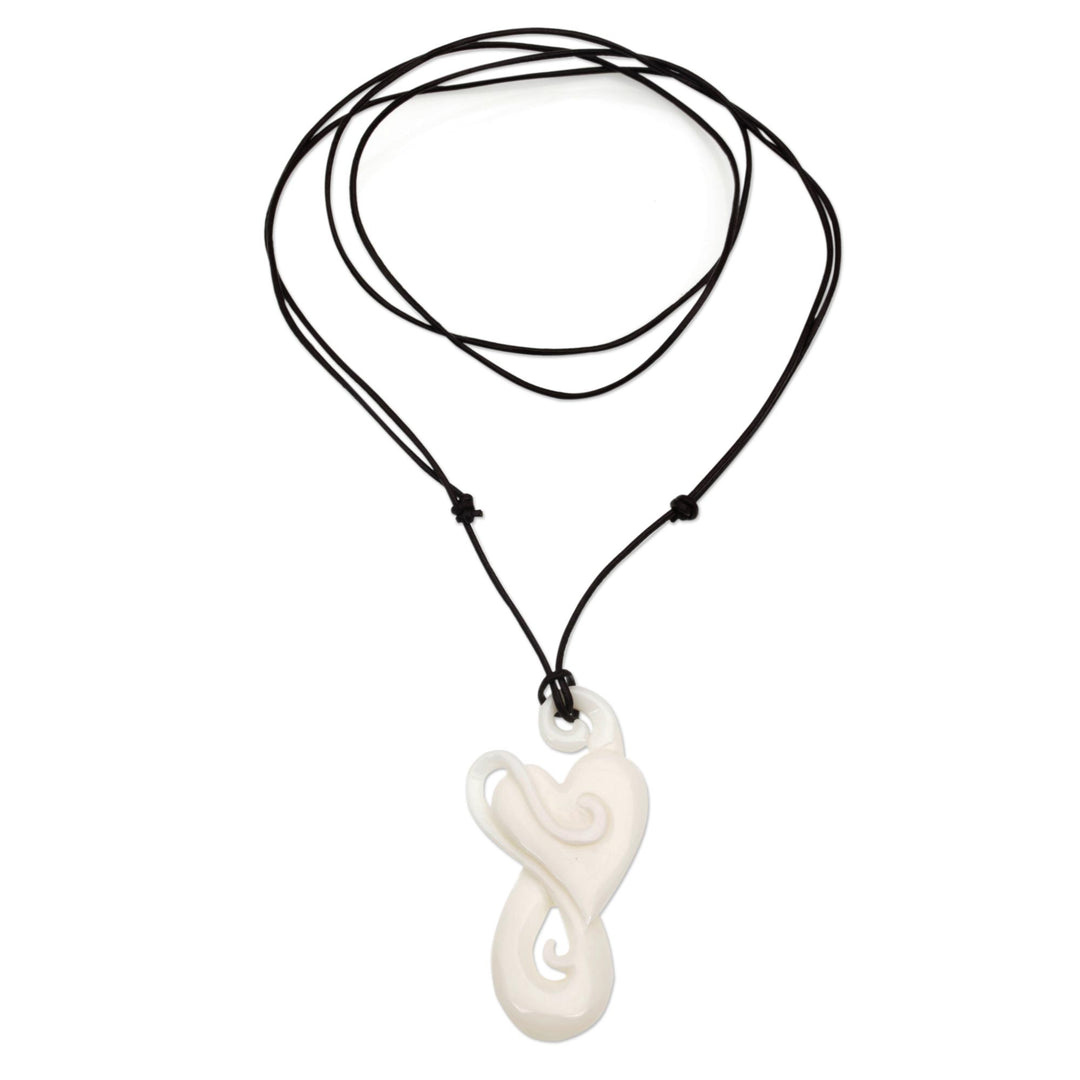 Handcrafted Heart-Shaped Bone Pendant Necklace from Bali - Untouched Heart