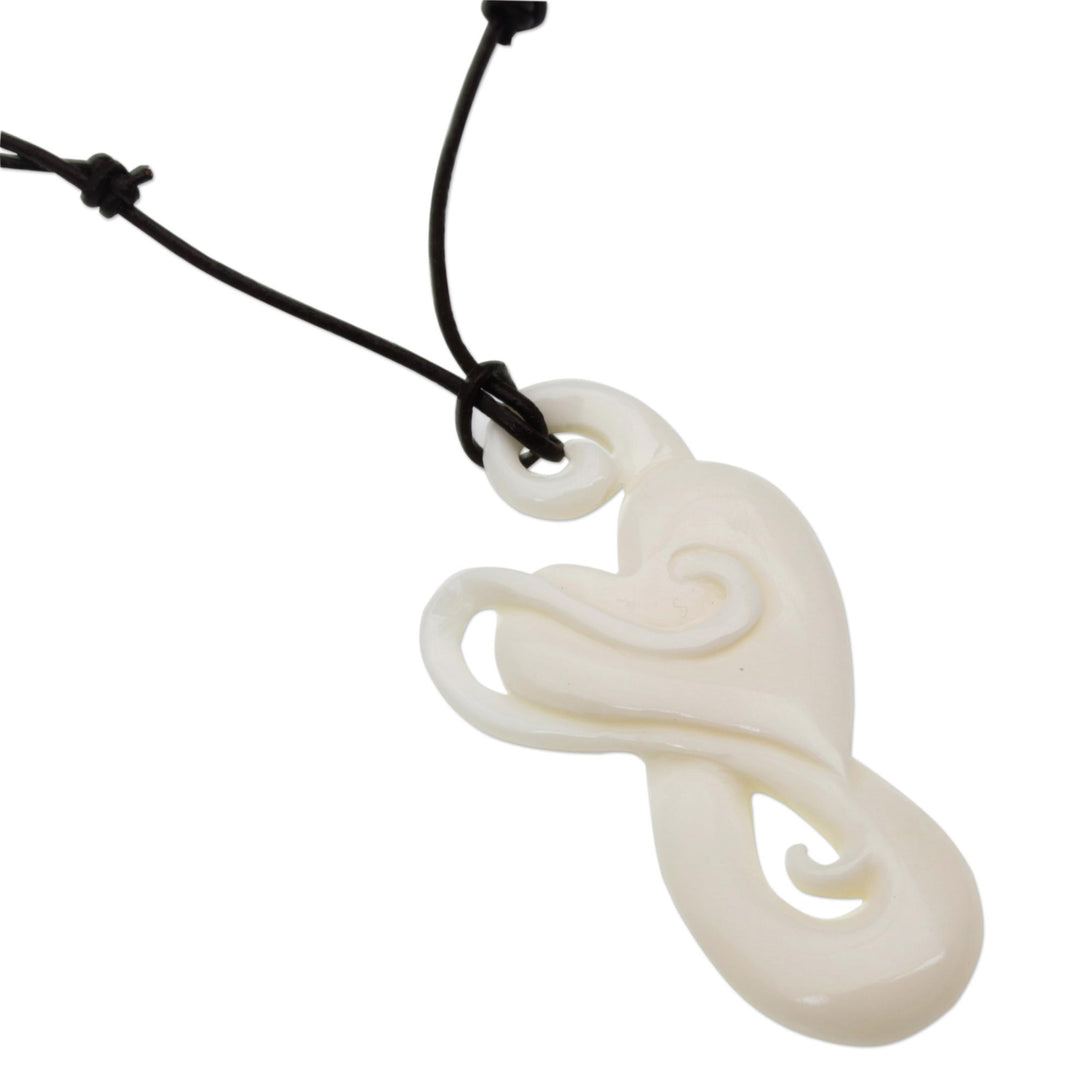 Handcrafted Heart-Shaped Bone Pendant Necklace from Bali - Untouched Heart