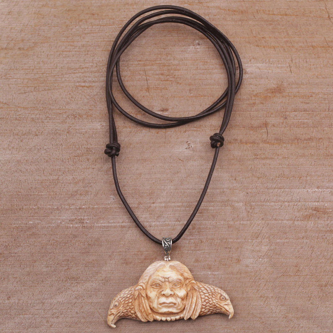 Handcrafted Spiritual Bone Pendant Necklace from Bali - Untethered Spirit