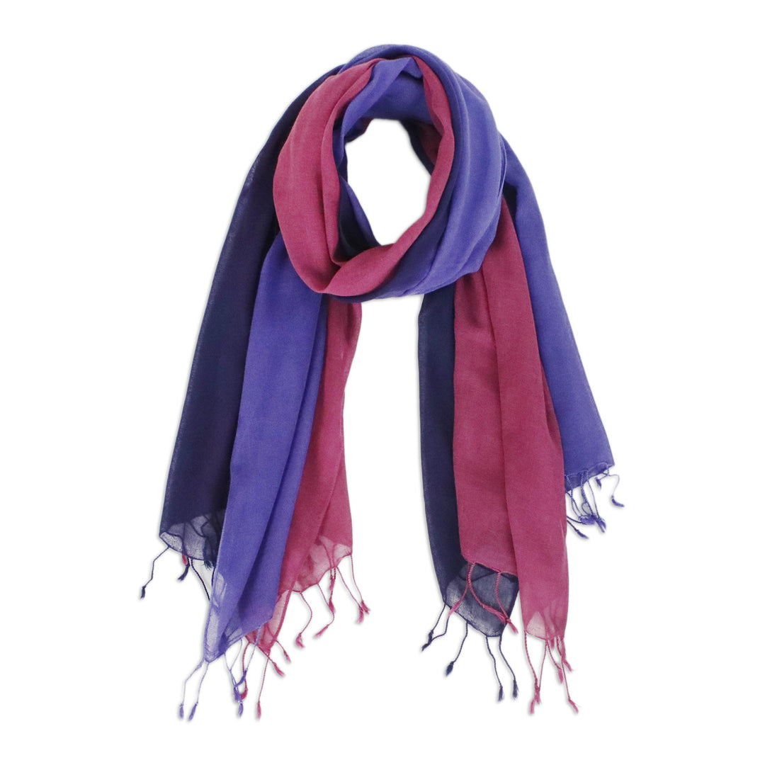 Two Handwoven Cotton Wrap Scarves from Thailand - Colors of Experience