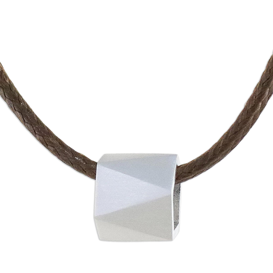 Men's Sterling Silver Pendant Necklace from Thailand - Geometric Charm