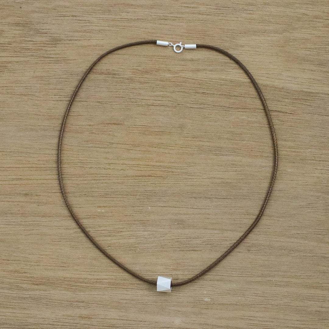 Men's Sterling Silver Pendant Necklace from Thailand - Geometric Charm