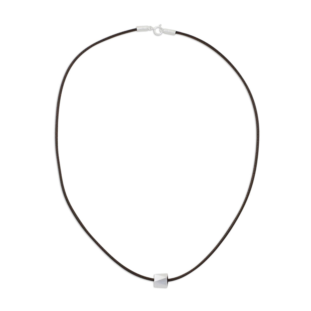 Men's Sterling Silver Pendant Necklace from Thailand - Geometric Charm