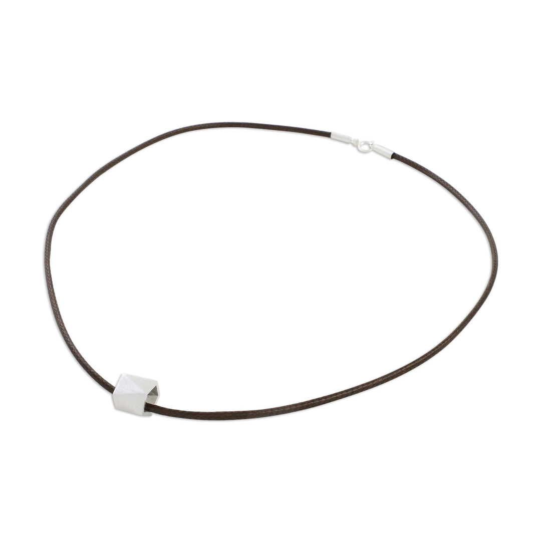 Men's Sterling Silver Pendant Necklace from Thailand - Geometric Charm