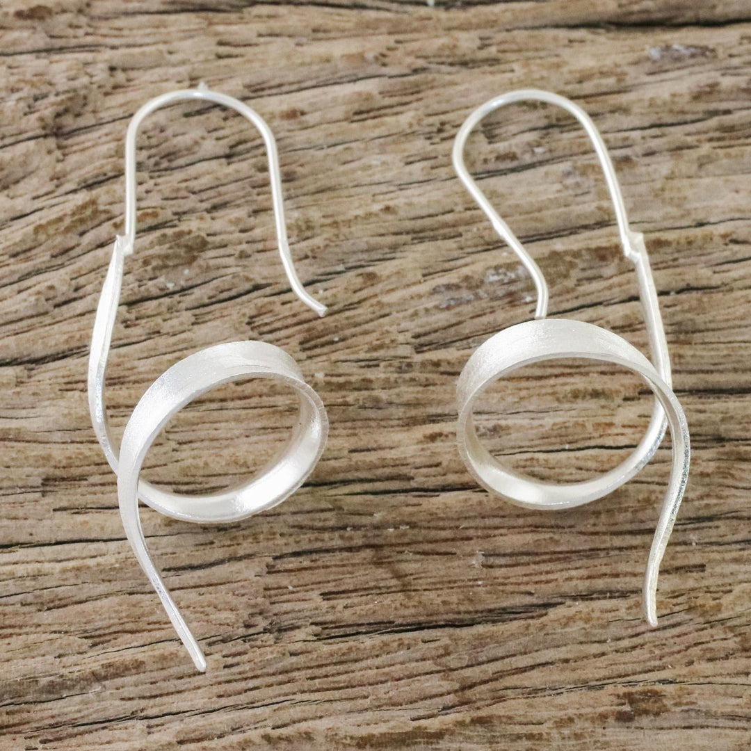 Thai Sterling Silver Drop Earrings with Spiral Motif - Ribbon Curls