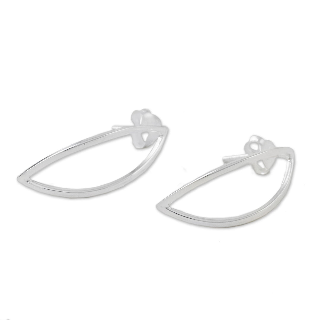 Thai Sterling Silver Lotus Flower Motif Drop Earrings - Resplendent Lotus Petals