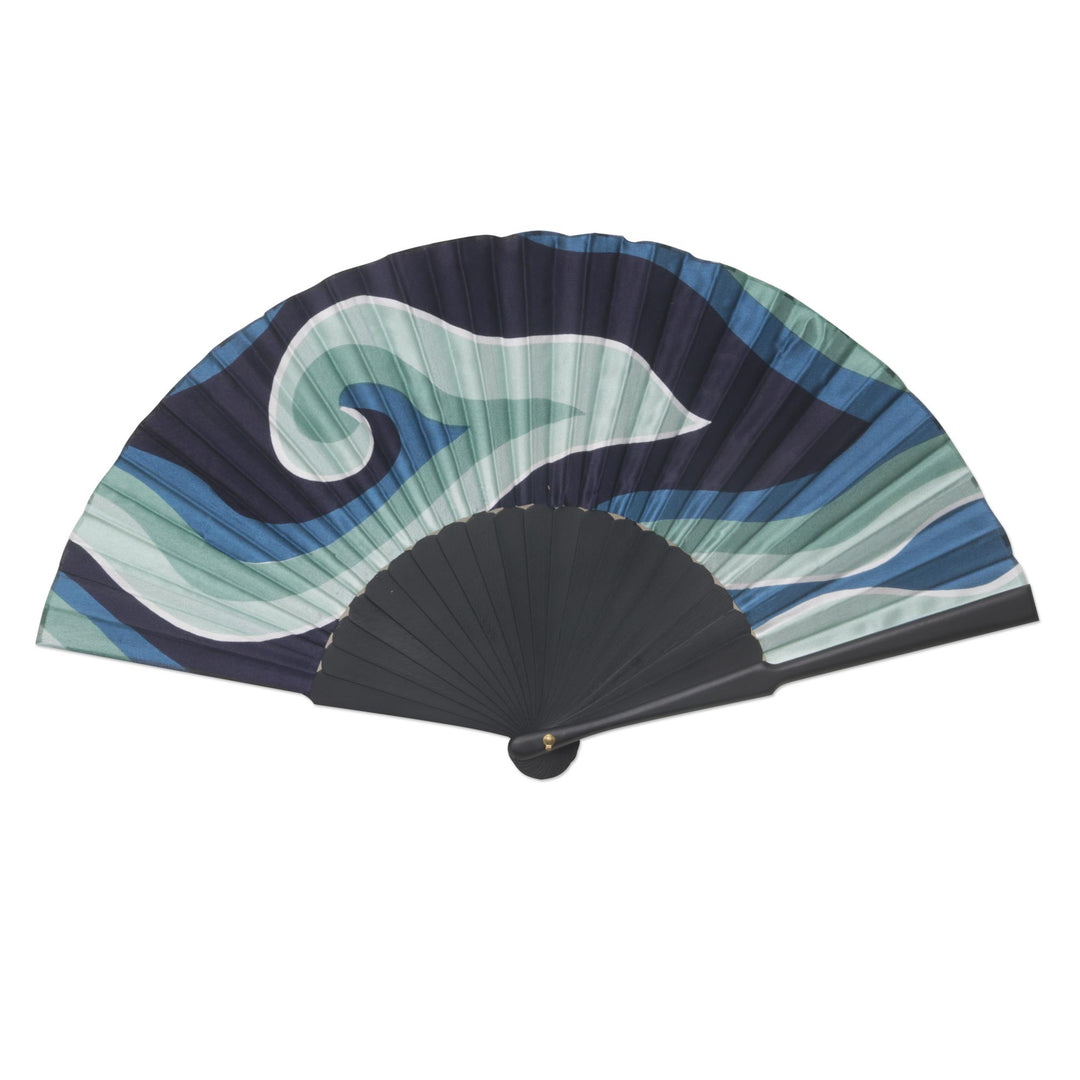 Batik Motif Fan in 100% Silk and Pinewood - Mega Mendung