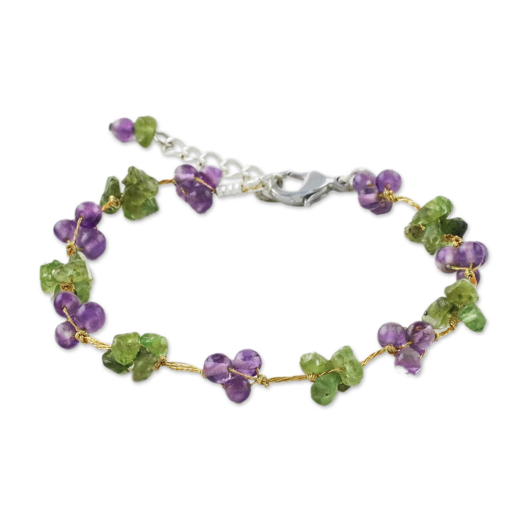 Beaded Amethyst and Peridot Bracelet from Thailand - Chiang Mai Muse