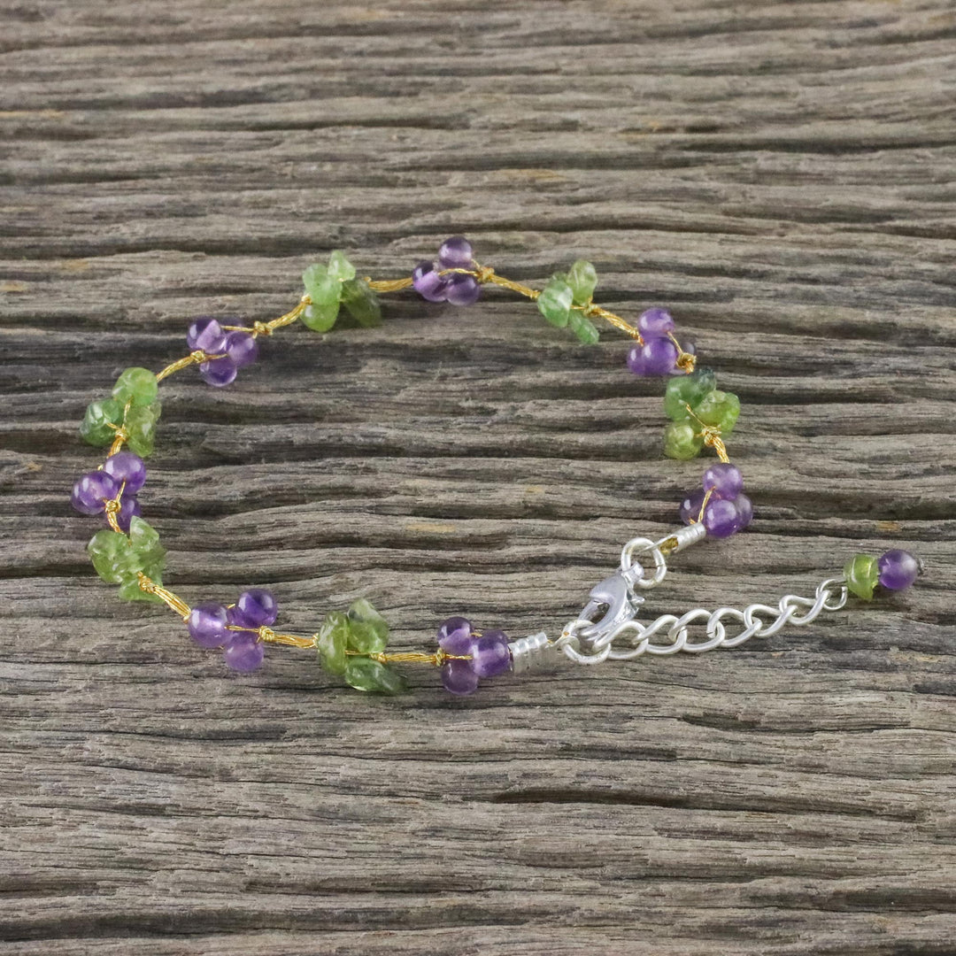 Beaded Amethyst and Peridot Bracelet from Thailand - Chiang Mai Muse