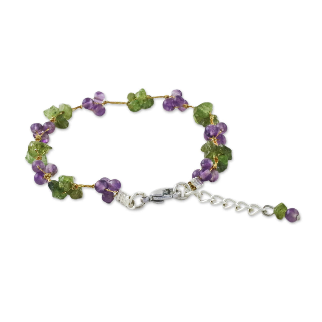 Beaded Amethyst and Peridot Bracelet from Thailand - Chiang Mai Muse