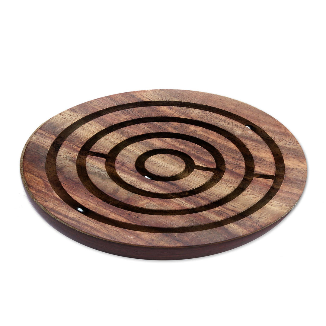 Handcrafted Acacia Wood Maze Game from India - Smooth Operator