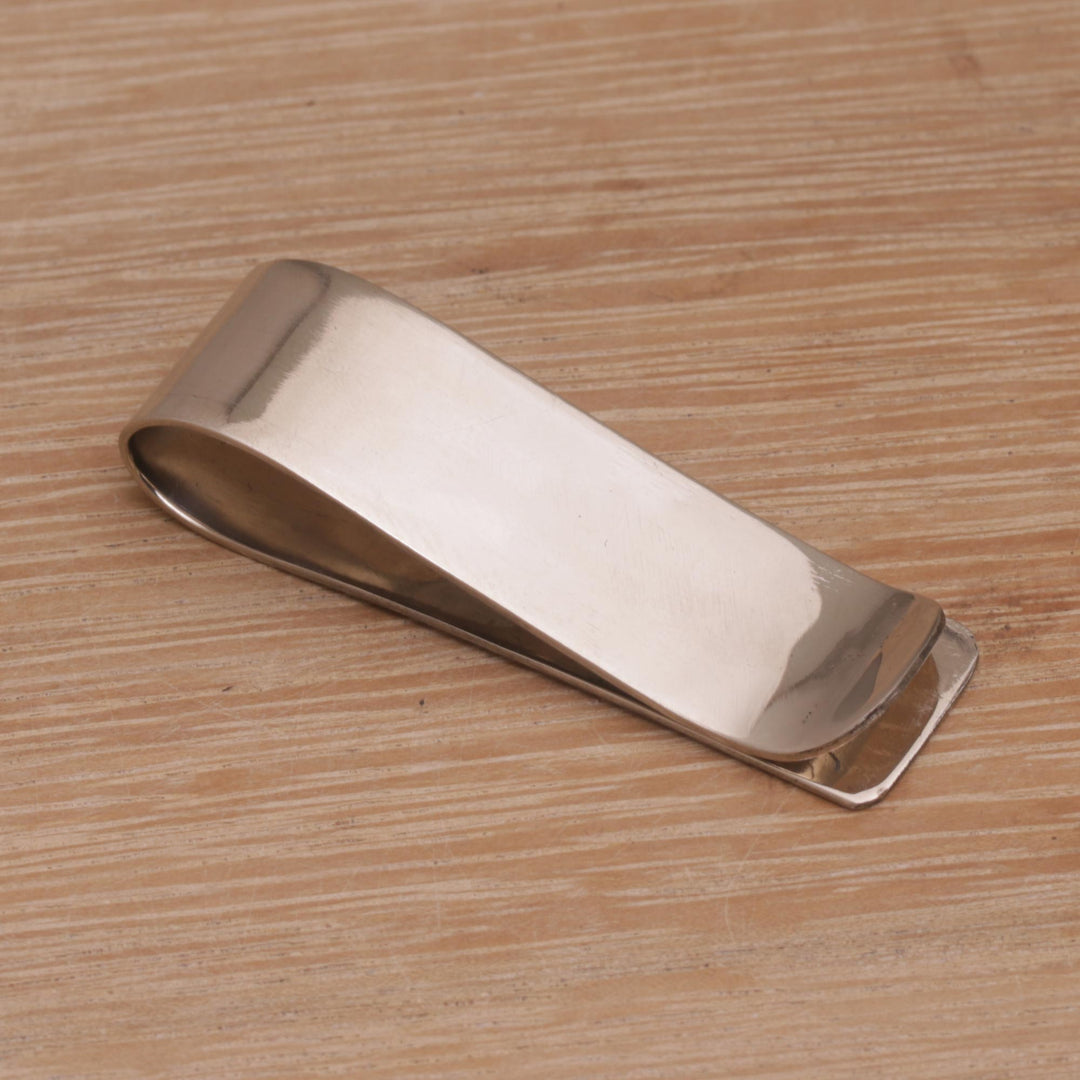 Engraved Stainless Steel Money Clip from Indonesia - Luck Will Follow Me