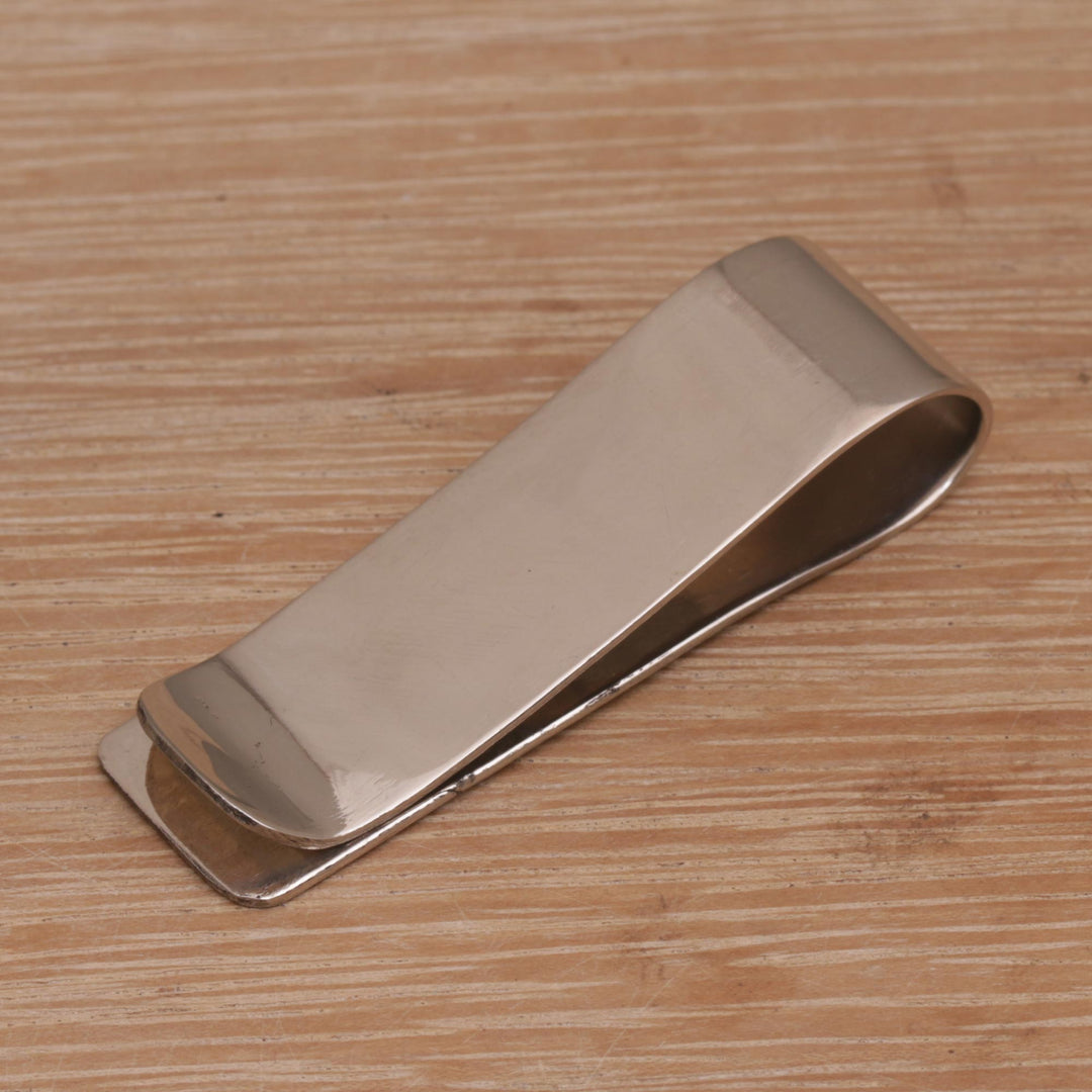 Engraved Stainless Steel Money Clip from Indonesia - Luck Will Follow Me