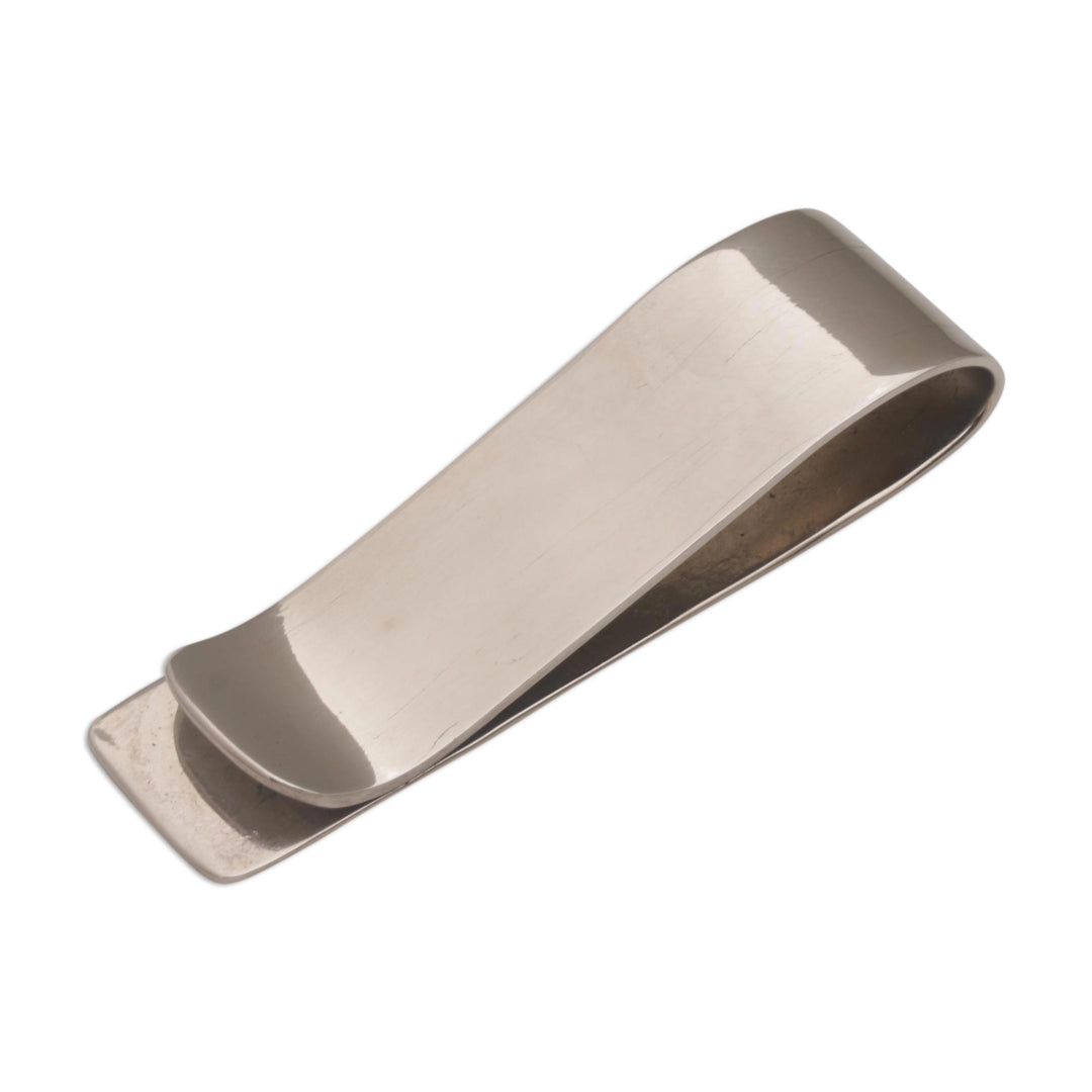 Engraved Stainless Steel Money Clip from Indonesia - Luck Will Follow Me