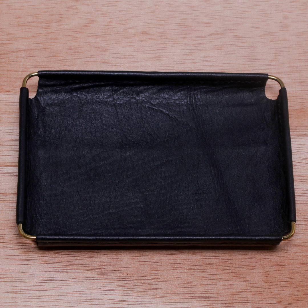 Javanese Handcrafted 6.5 Inch Black Leather Catchall - Java Black