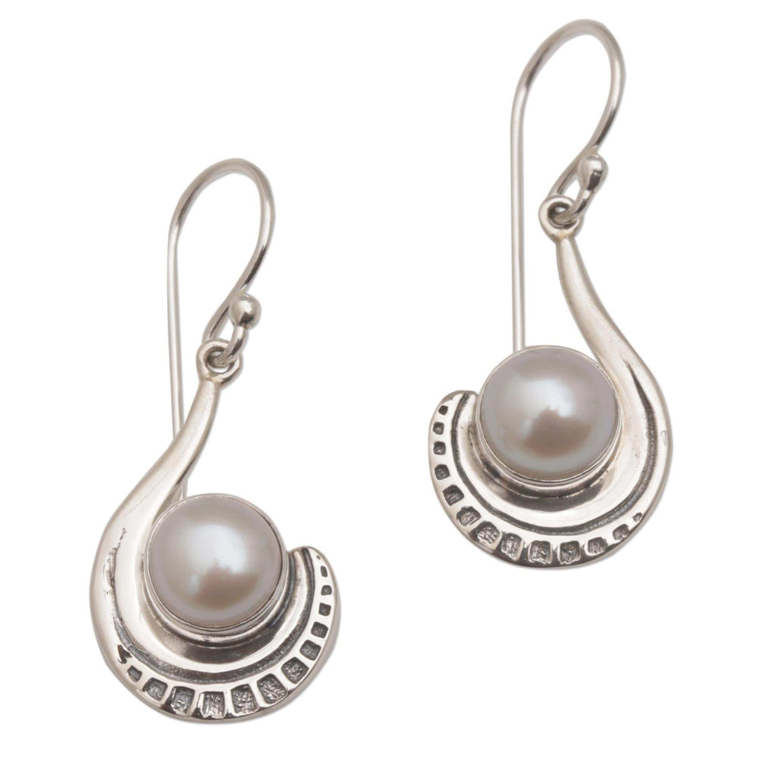 Sterling Silver and Cultured Pearl Dangle Earrings - Marking Time