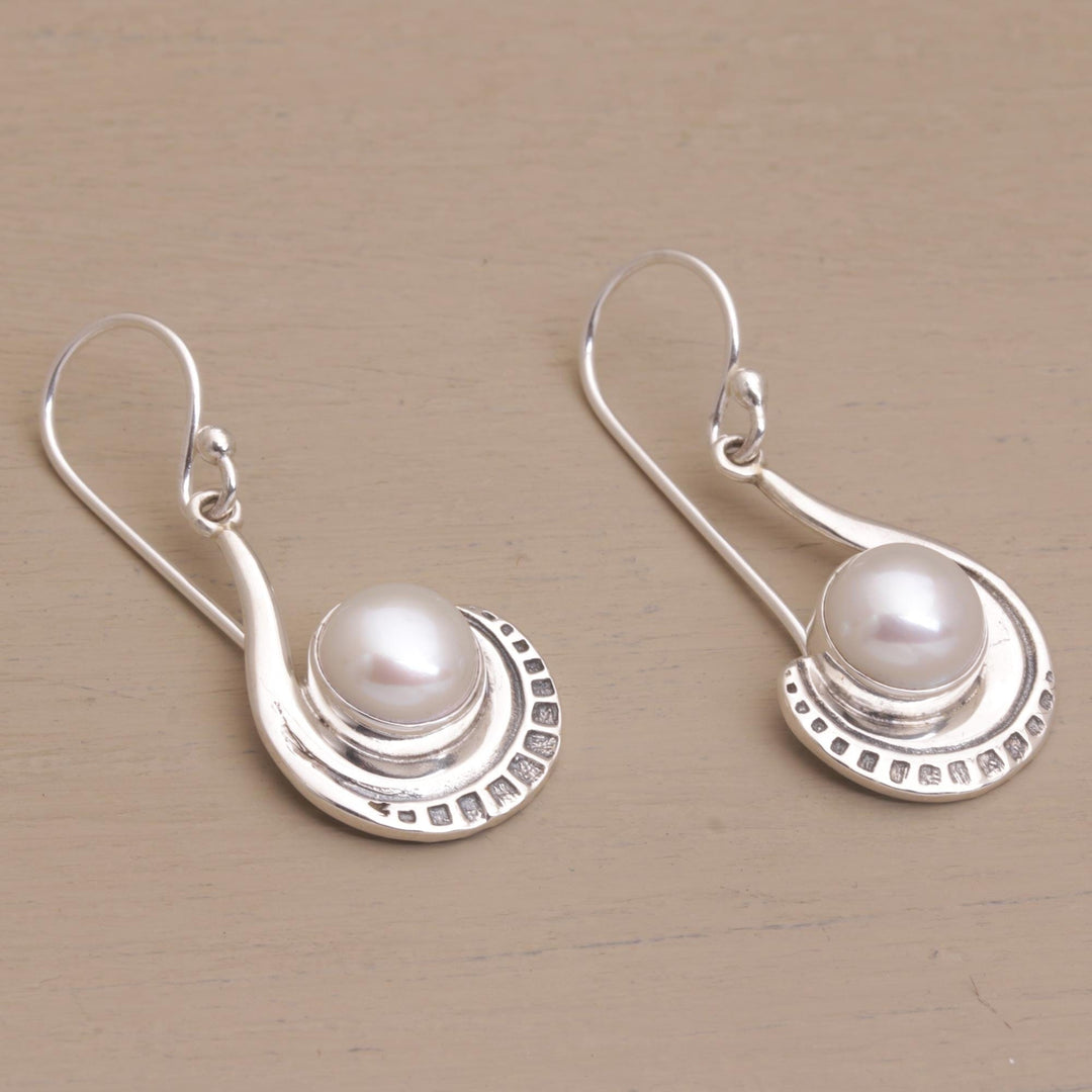 Sterling Silver and Cultured Pearl Dangle Earrings - Marking Time