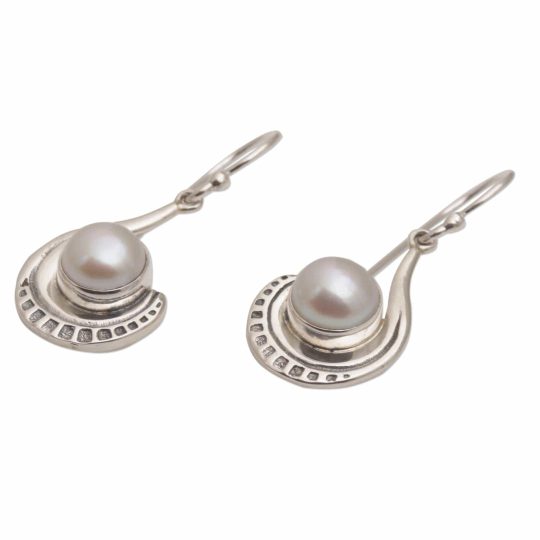 Sterling Silver and Cultured Pearl Dangle Earrings - Marking Time