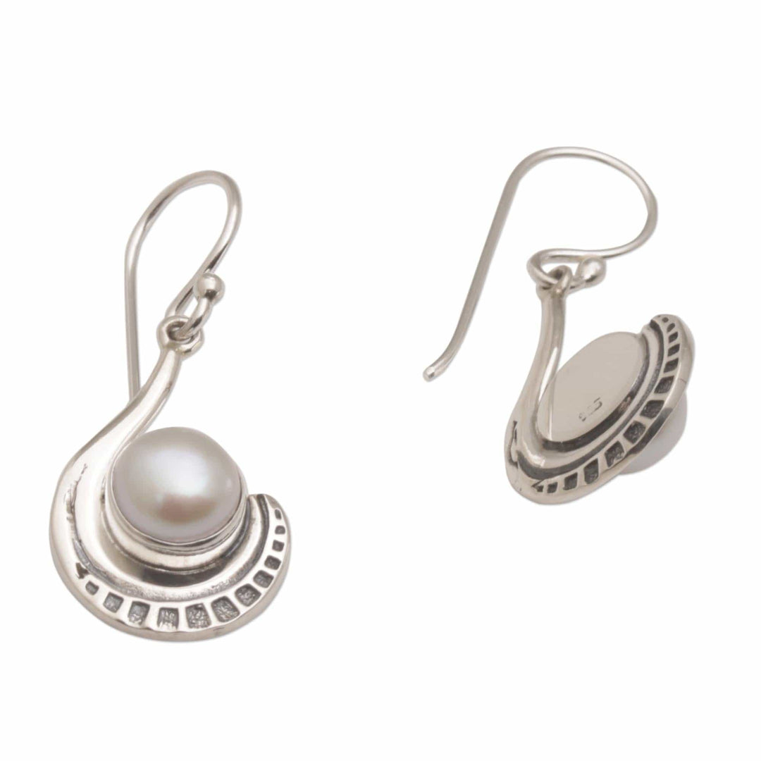 Sterling Silver and Cultured Pearl Dangle Earrings - Marking Time