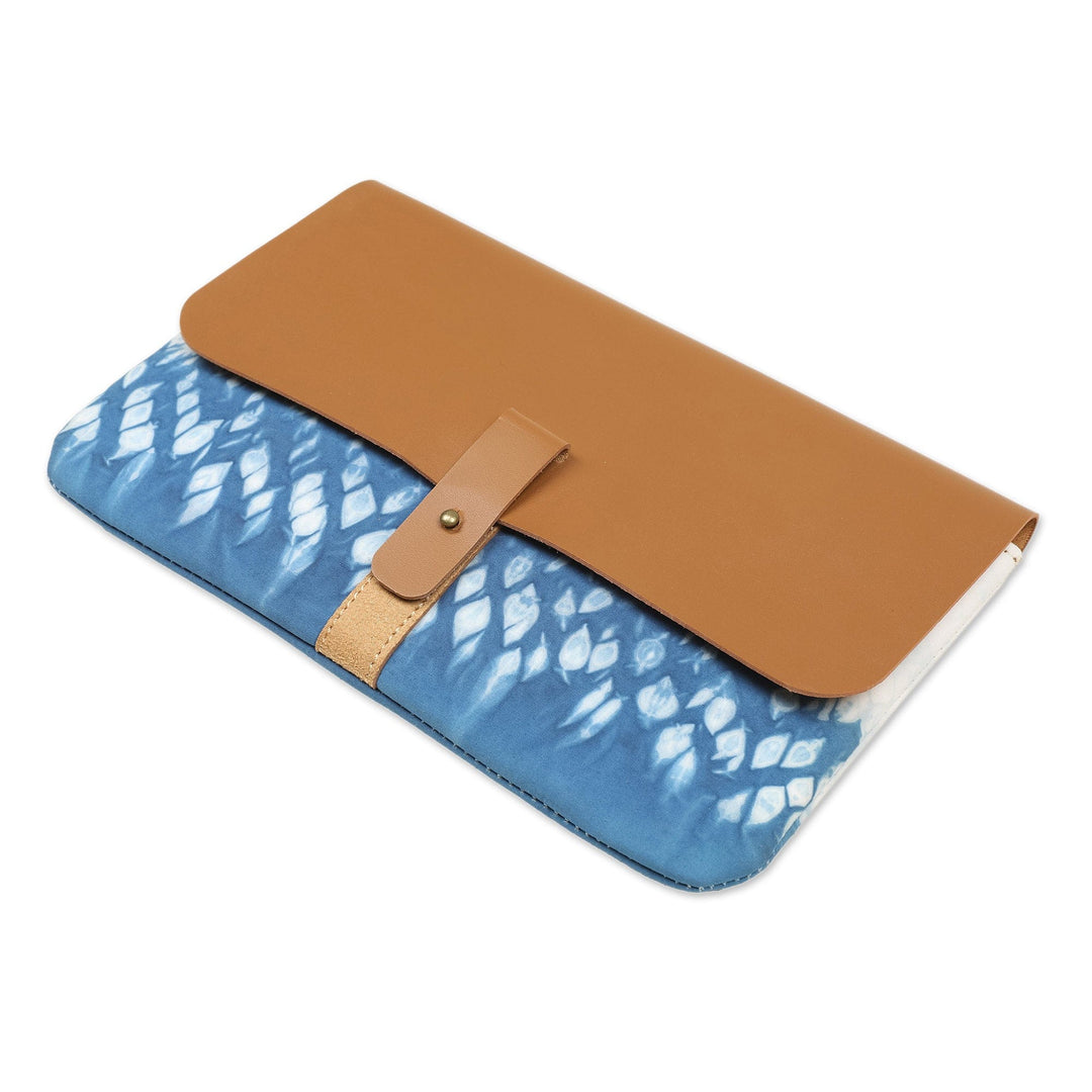 Blue Shibori Tie-Dyed Cotton Clutch Handbag - Anyer Rain