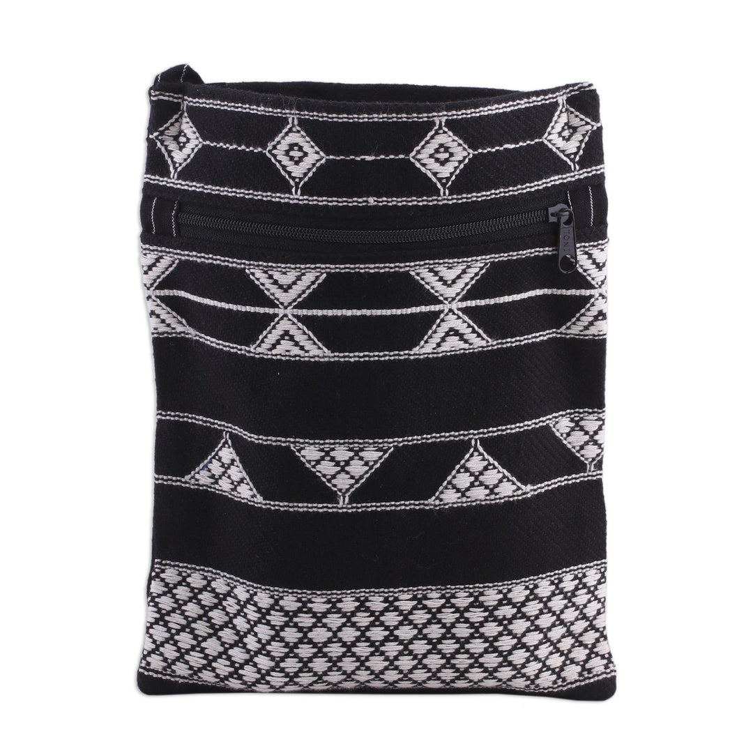Hand Woven Black and White Cotton Sling Bag - Rajasthani Roads