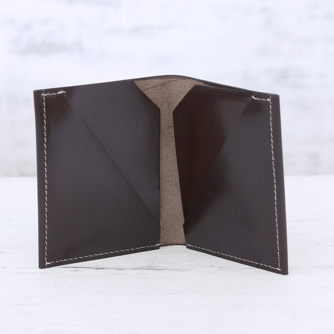 Men's Genuine Brown Leather Card Holder Wallet from India - Dauntless Brown