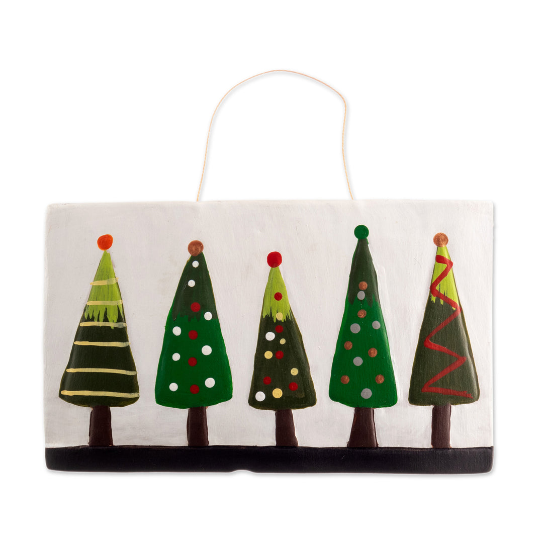 Hand-Painted Ceramic Christmas Tree Wall Art from Peru - Charmed by Christmas
