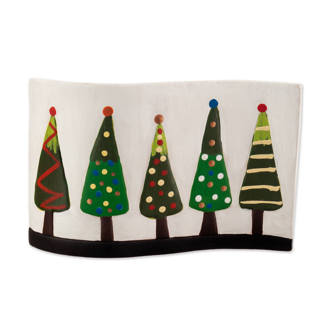 Ceramic Christmas Tree Decorative Accent from Peru - Enchanted by Christmas