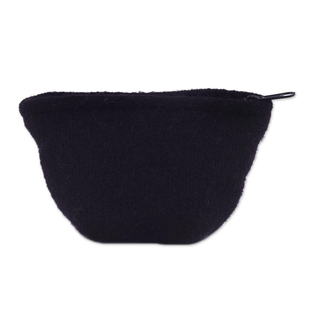 Floral Embroidered Alpaca Blend Coin Purse from Peru - Peruvian Shopper