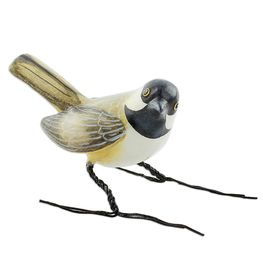 Hand Painted Black Capped Chickadee Clay Bird Figurine - Chickadee