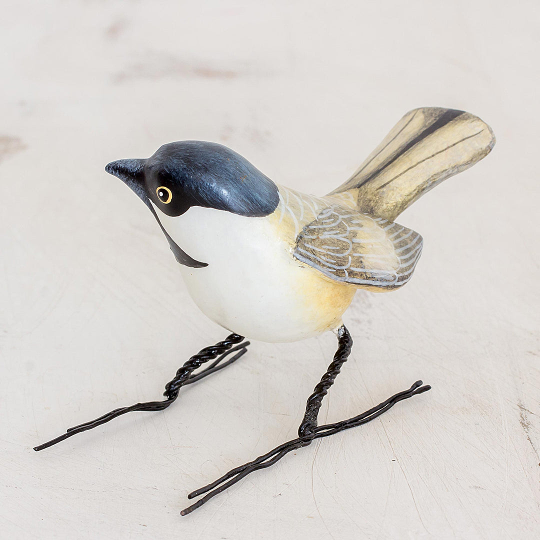 Hand Painted Black Capped Chickadee Clay Bird Figurine - Chickadee