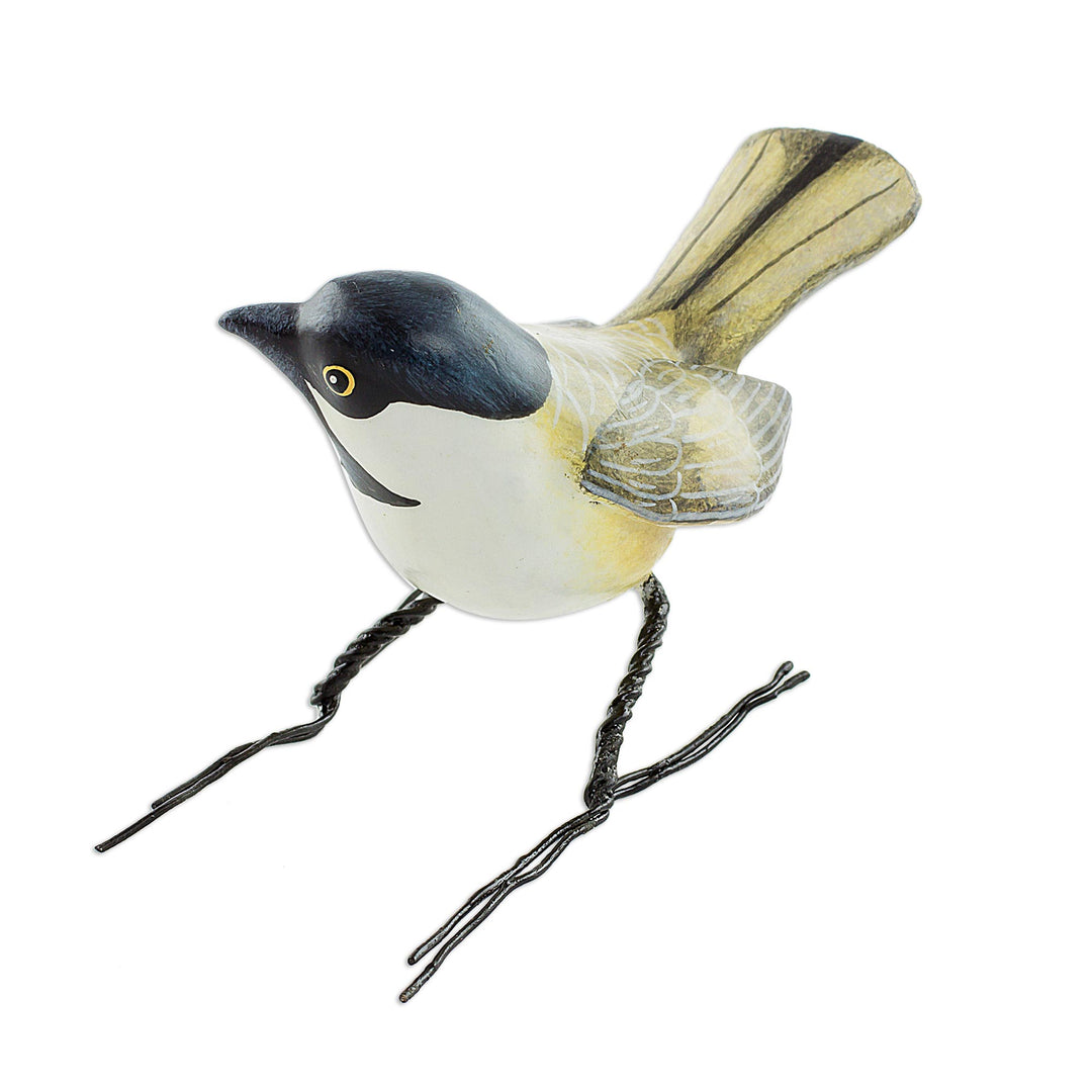 Hand Painted Black Capped Chickadee Clay Bird Figurine - Chickadee