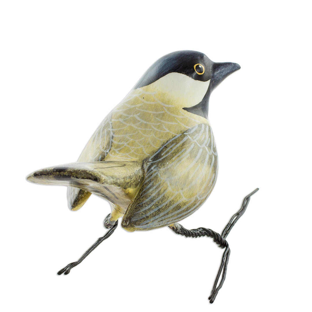 Hand Painted Black Capped Chickadee Clay Bird Figurine - Chickadee