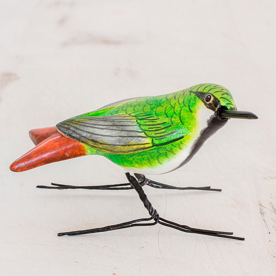 Guatemalan Handmade Mango Hummingbird Ceramic Bird Figurine - Mango Hummingbird