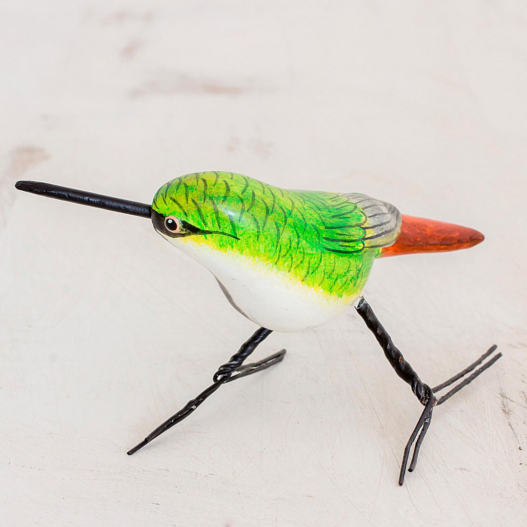 Guatemalan Handmade Mango Hummingbird Ceramic Bird Figurine - Mango Hummingbird