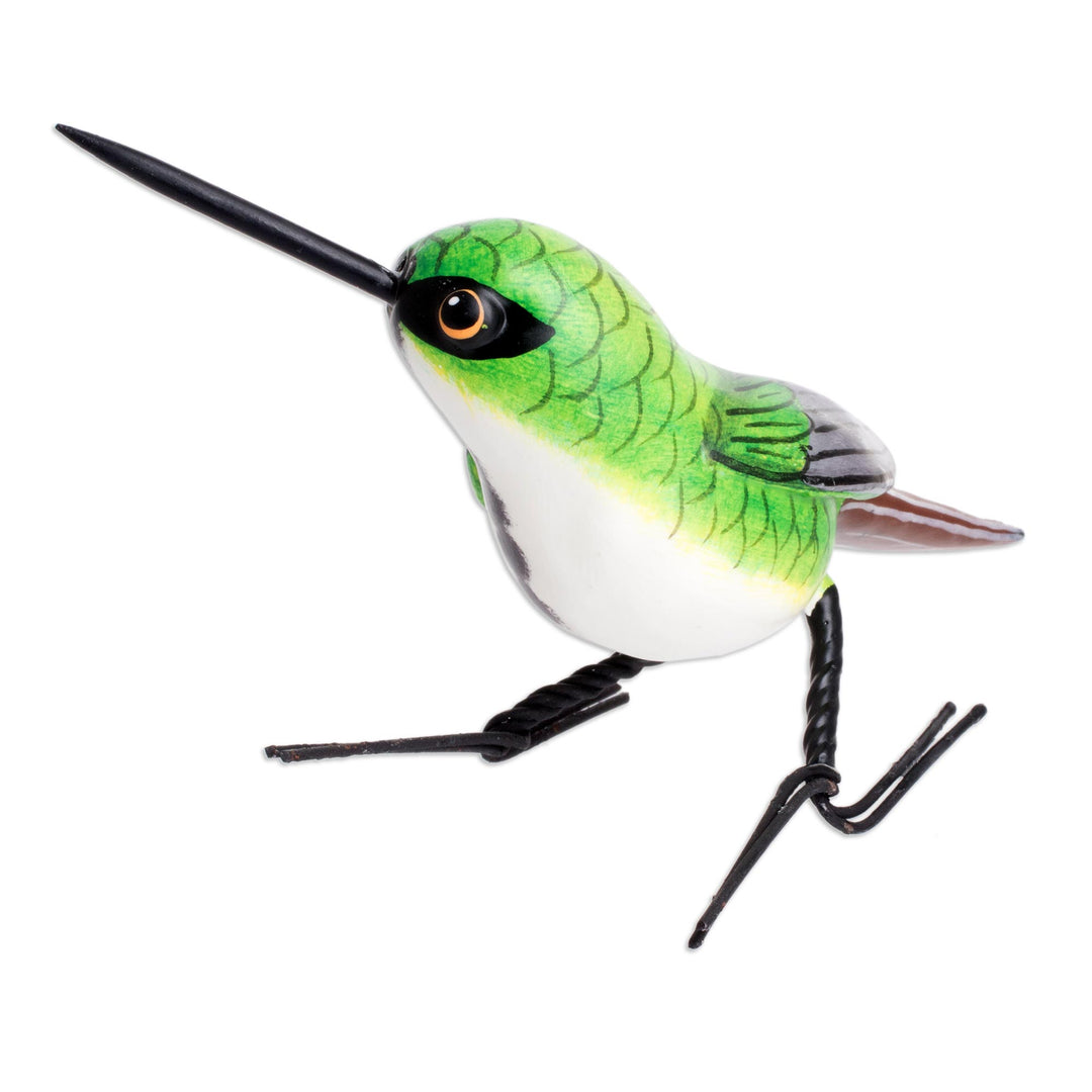 Guatemalan Handmade Mango Hummingbird Ceramic Bird Figurine - Mango Hummingbird