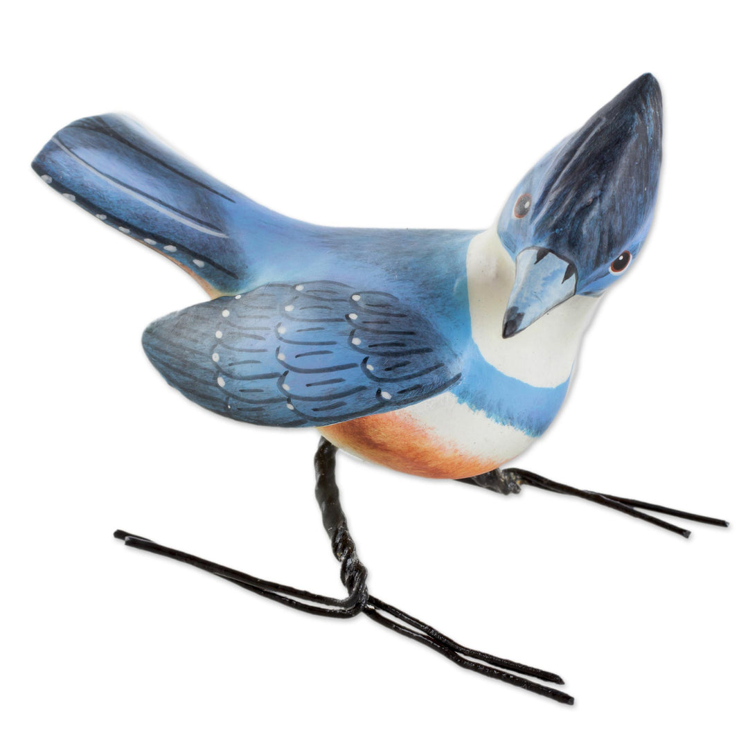 Hand Sculpted, Hand Painted Ceramic Kingfisher Figurine - Kingfisher