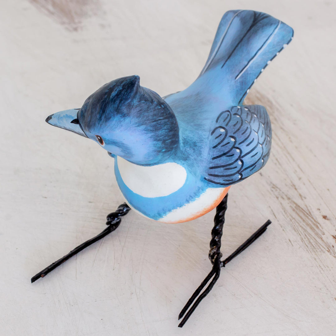 Hand Sculpted, Hand Painted Ceramic Kingfisher Figurine - Kingfisher