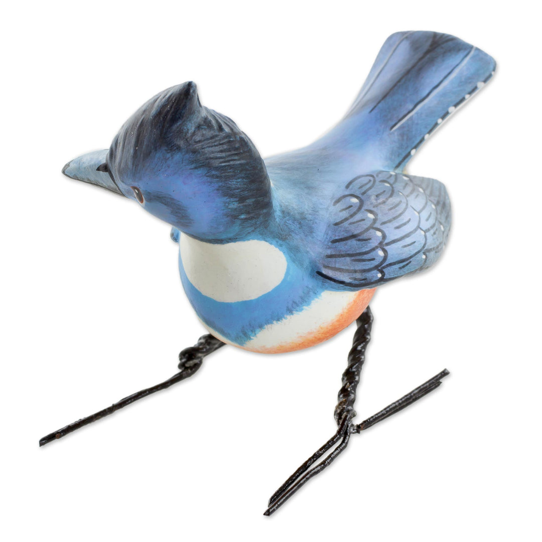 Hand Sculpted, Hand Painted Ceramic Kingfisher Figurine - Kingfisher