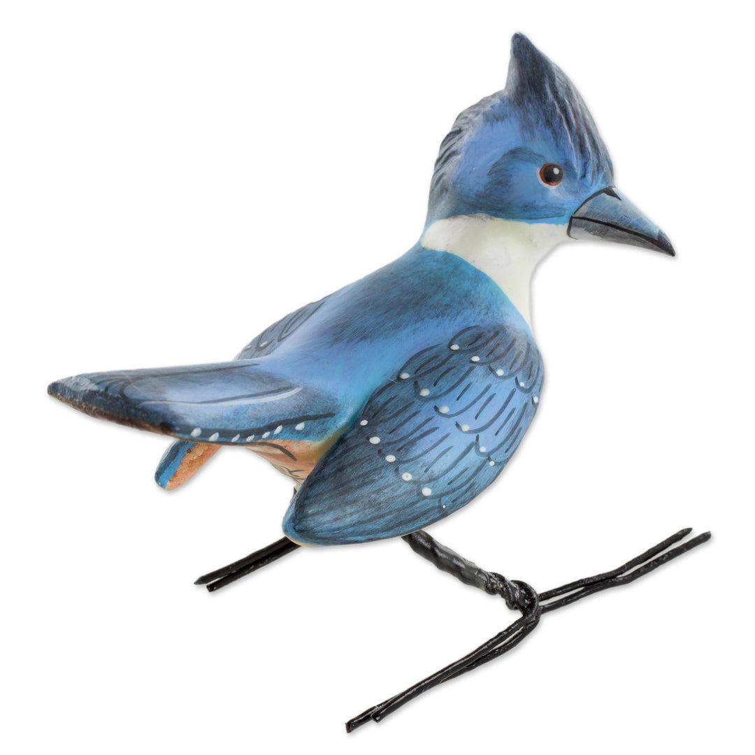 Hand Sculpted, Hand Painted Ceramic Kingfisher Figurine - Kingfisher
