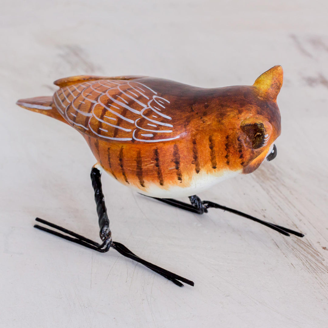 Hand Sculpted, Painted Ceramic Great Horned Owl Figurine - Great Horned Owl