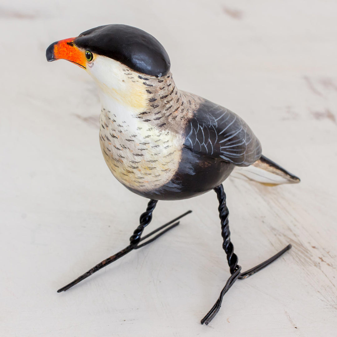 Hand Sculpted, Painted Ceramic Crested Caracara Figurine - Crested Caracara