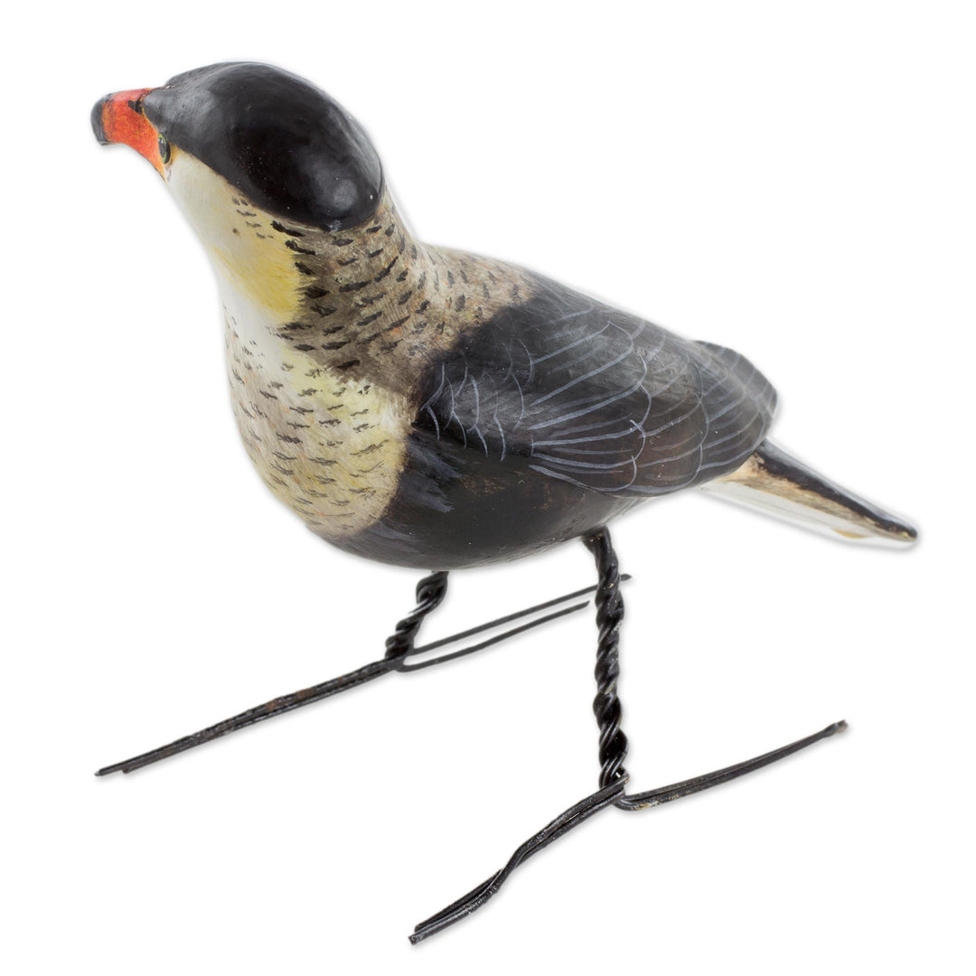 Hand Sculpted, Painted Ceramic Crested Caracara Figurine - Crested Caracara