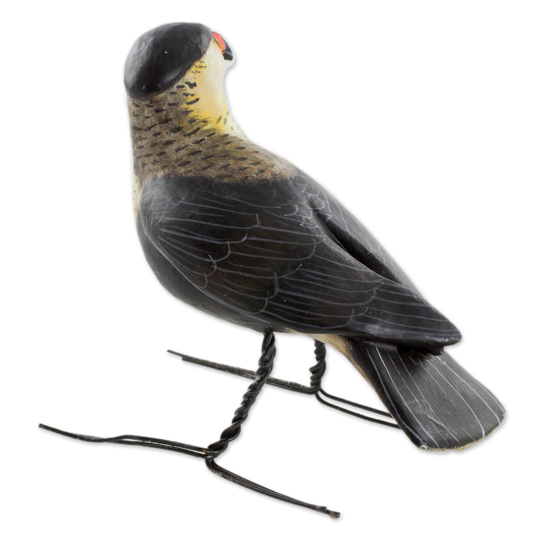 Hand Sculpted, Painted Ceramic Crested Caracara Figurine - Crested Caracara